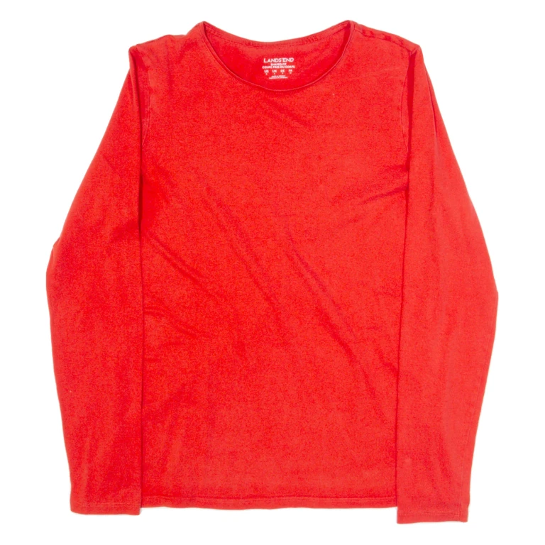 LANDS END Womens T-Shirt Red Long Sleeve S