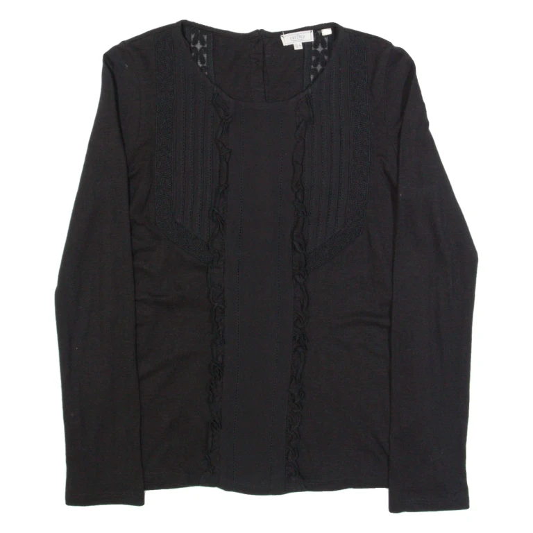FAT FACE Womens Top Black Long Sleeve UK 8