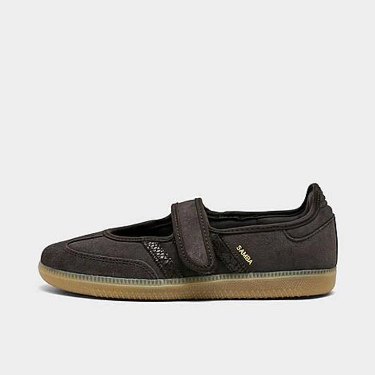 adidas Women's Originals Samba Jane Suede Casual Shoes in Aurora Coffee/Aurora Coffee/Gold Metallic Size: 5.0