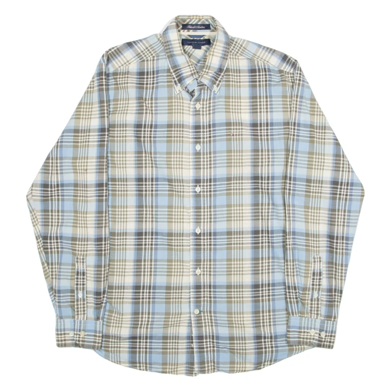 TOMMY HILFIGER Mens Shirt Blue Check Long Sleeve M (WW3-241024-10985)