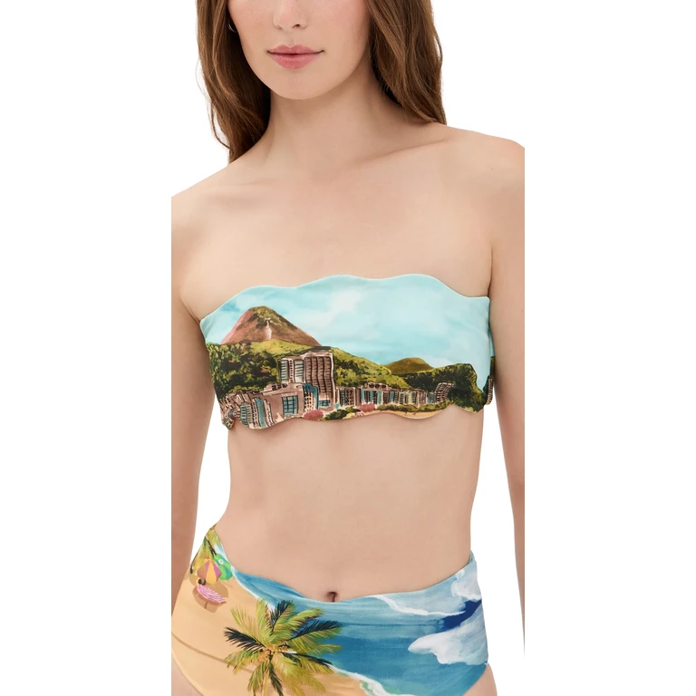 FARM Rio Copacabana Beach Bandeau Bikini Top Copacabana Beach Multi XS