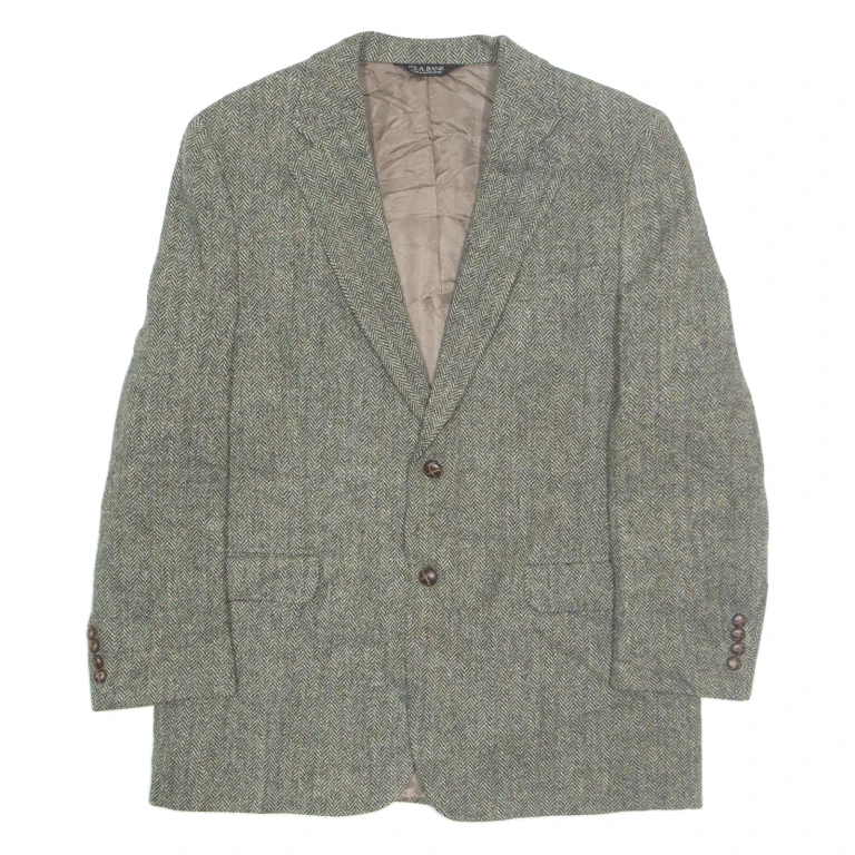 JOS. A . BANK Mens Blazer Jacket Grey Wool Chevron S