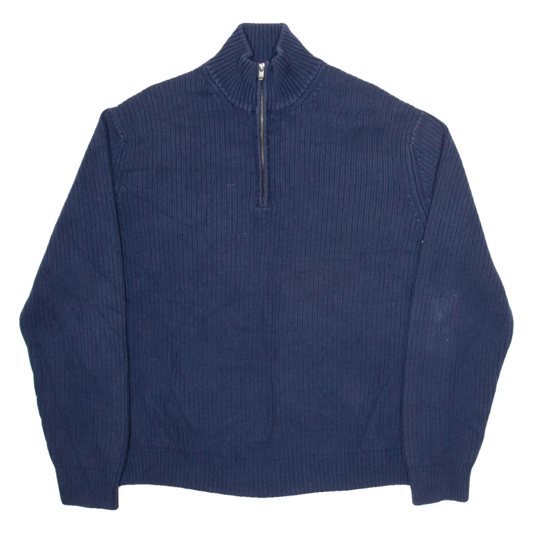 CALVIN KLEIN Mens Jumper Blue 1/4 Zip Tight Knit 2XL