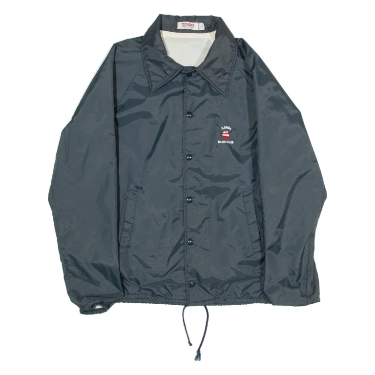 TODD SPORTSWEAR Florida Beach Club Mens Coach Jacket Blue Nylon USA M