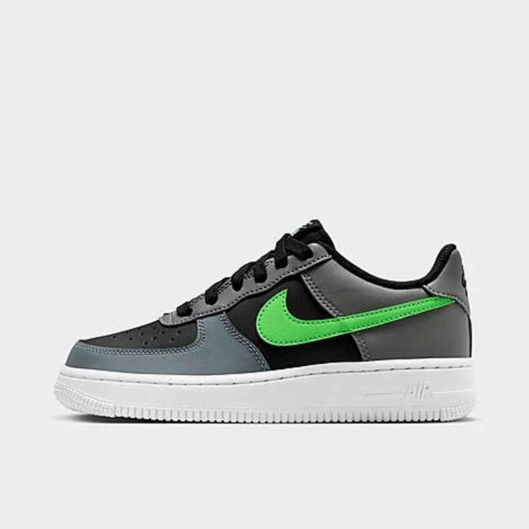 Nike Big Kids Air Force 1 Low Casual Shoes in Black/Smoke Grey/White Size: 3.5