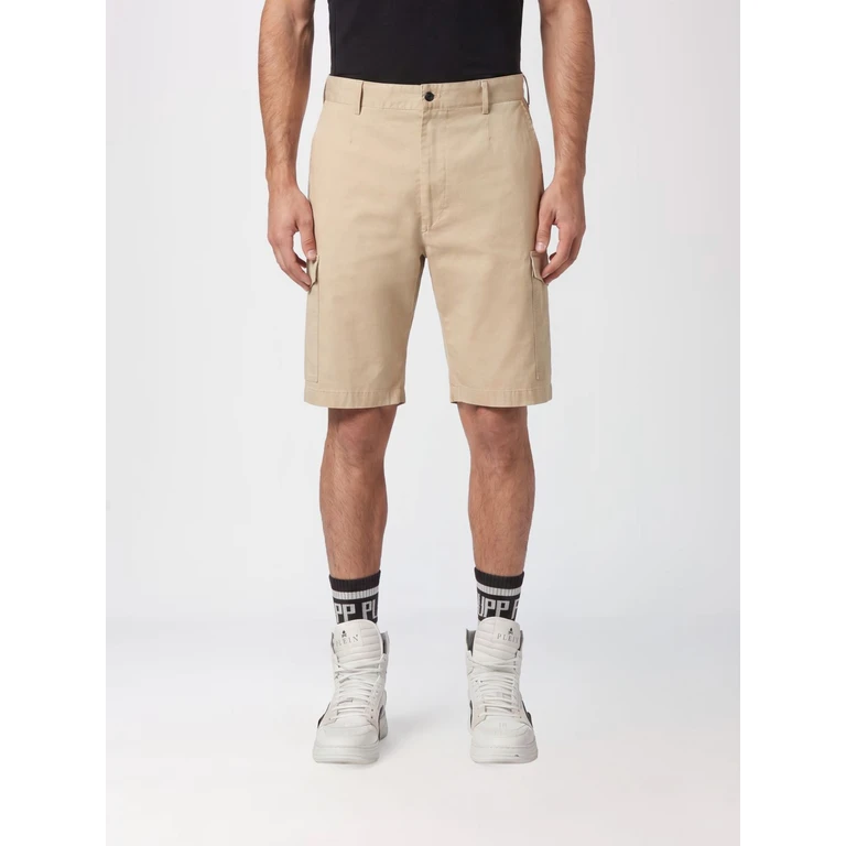 Knee-Length Cotton Cargo Shorts with Multiple Pockets (UADCMRT1457PTE004N06)