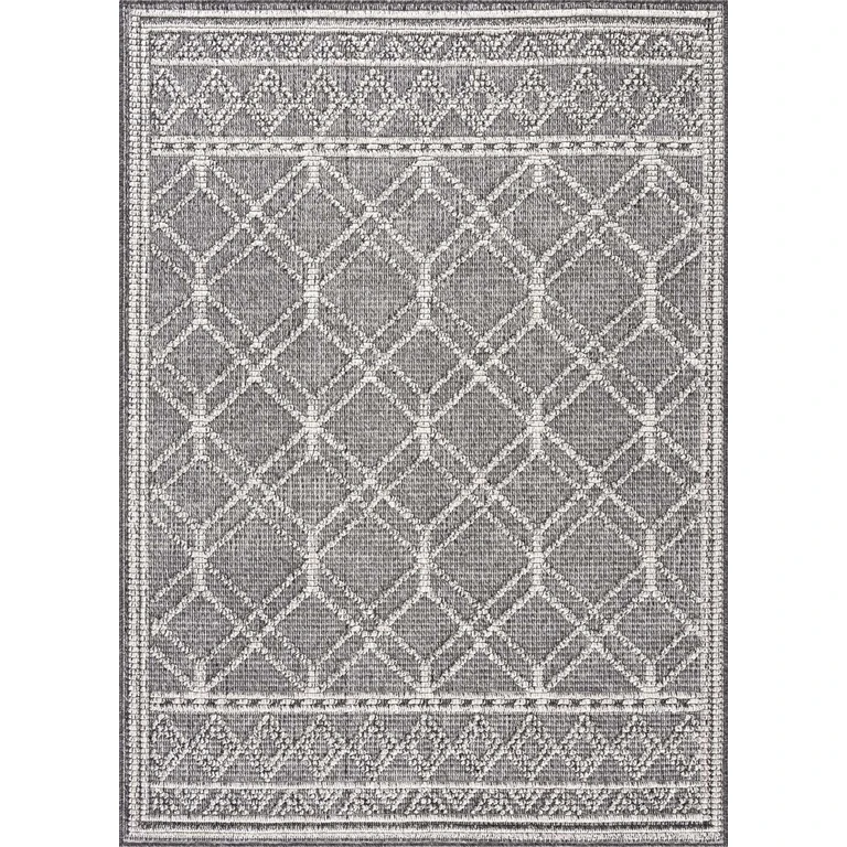 Diah Black & Bone Outdoor Area Rug - Clearance