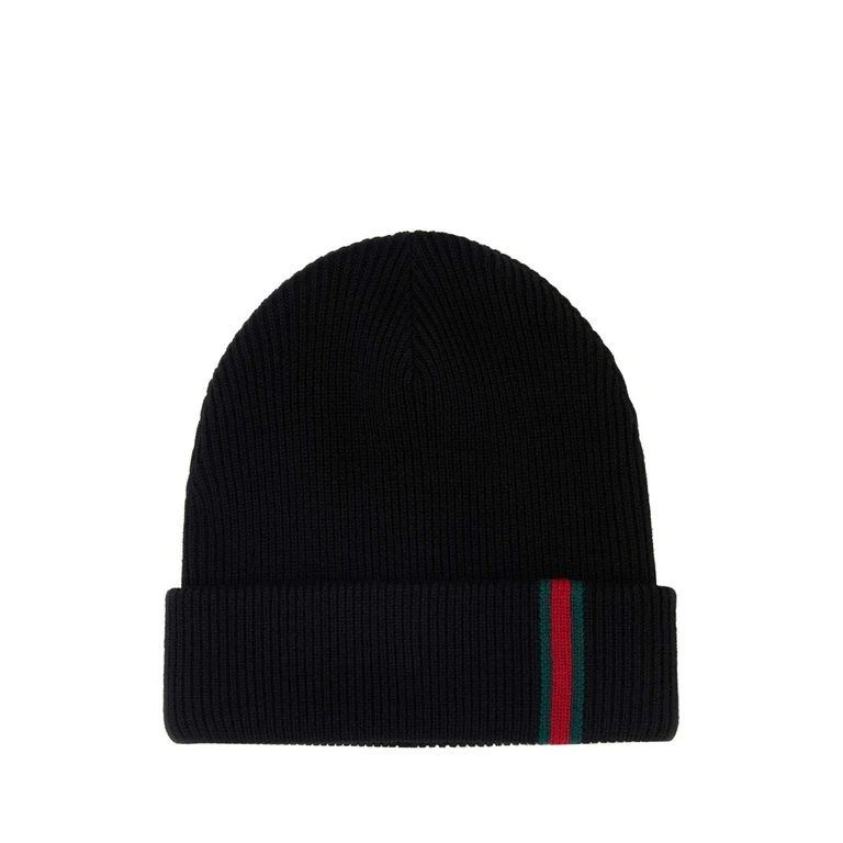 Gucci Black Wool Beanie Hat Fabric Cuffie - Men