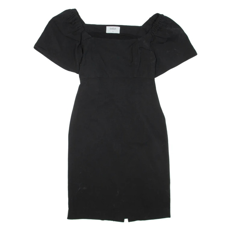 BA&SH Womens Pencil Dress Black Viscose Short Sleeve Knee Length S