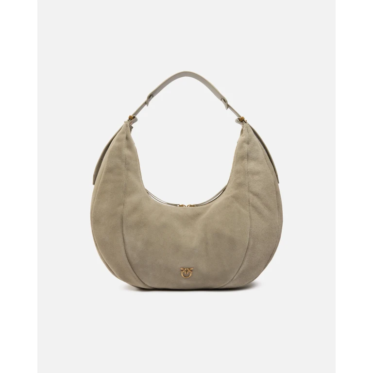 Pinko - Large suede Hobo shoulder bag with leather handle
