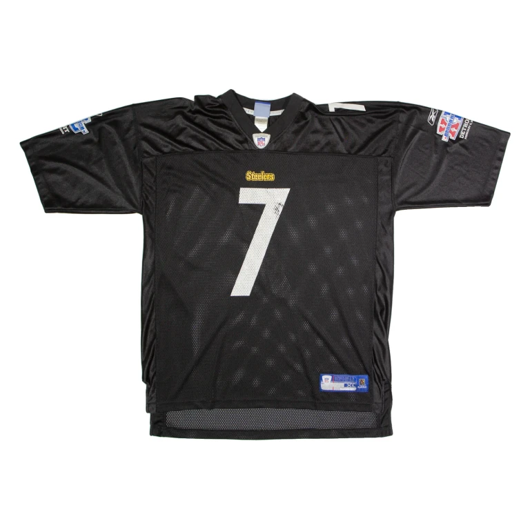 REEBOK Pittsburgh Steelers Home #7 Roethlisberger Super Bowl XIL Mens Jersey Black USA Nylon XL