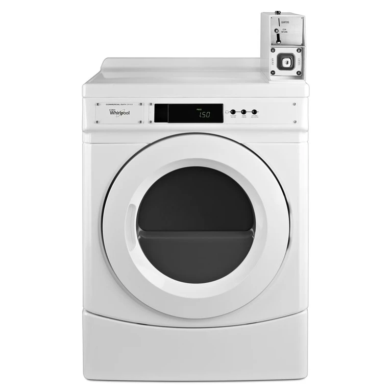 Commercial Gas Front-Load Dryer with Coin Box in White 27"