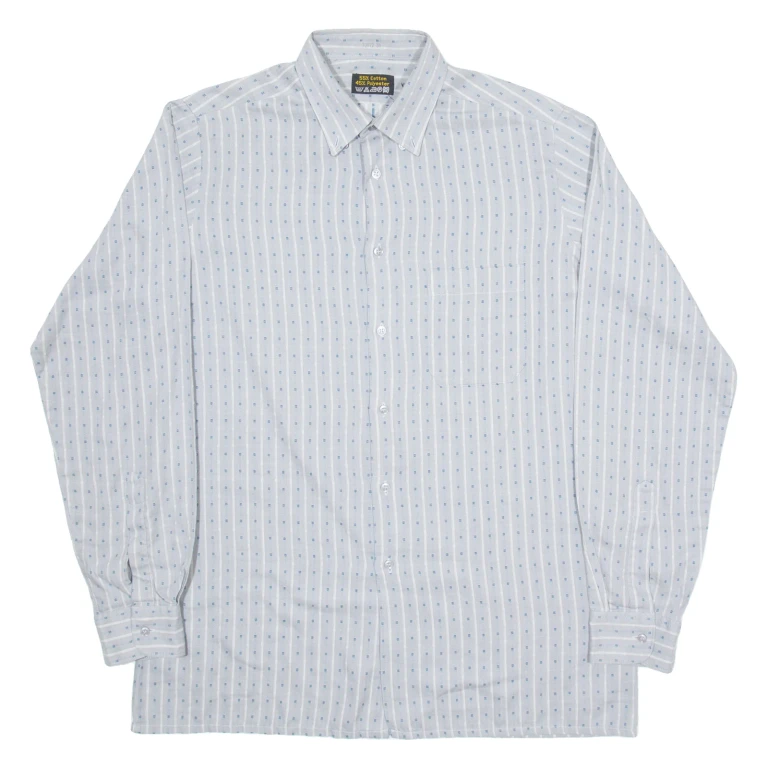 Mens Shirt Grey Striped Long Sleeve M