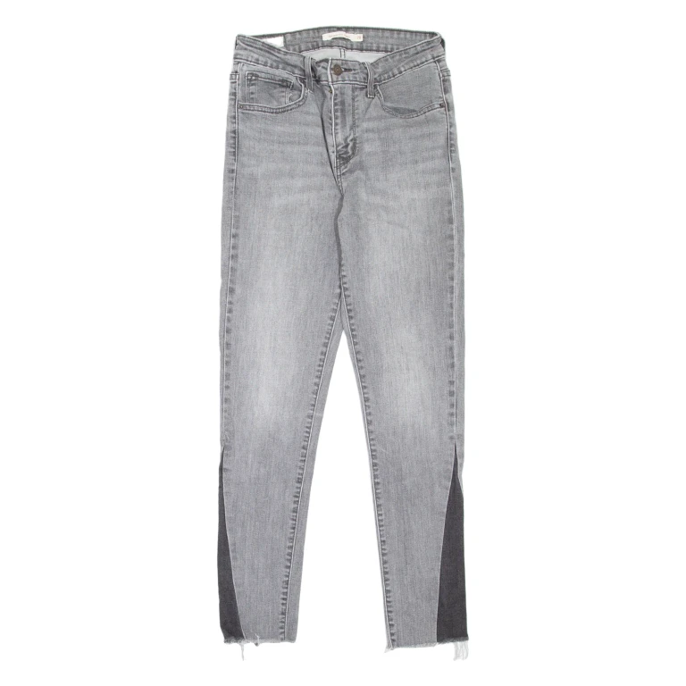LEVI'S 721 High Rise BIG E Womens Jeans Grey Slim Skinny Stone Wash W28 L27