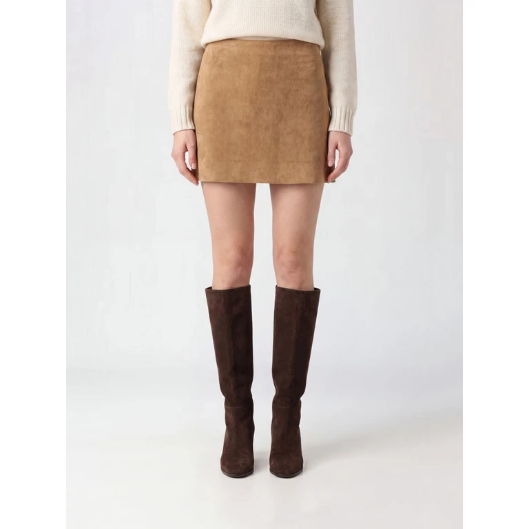 Mid-Rise Suede Leather Pencil Mini Skirt (4116709905)
