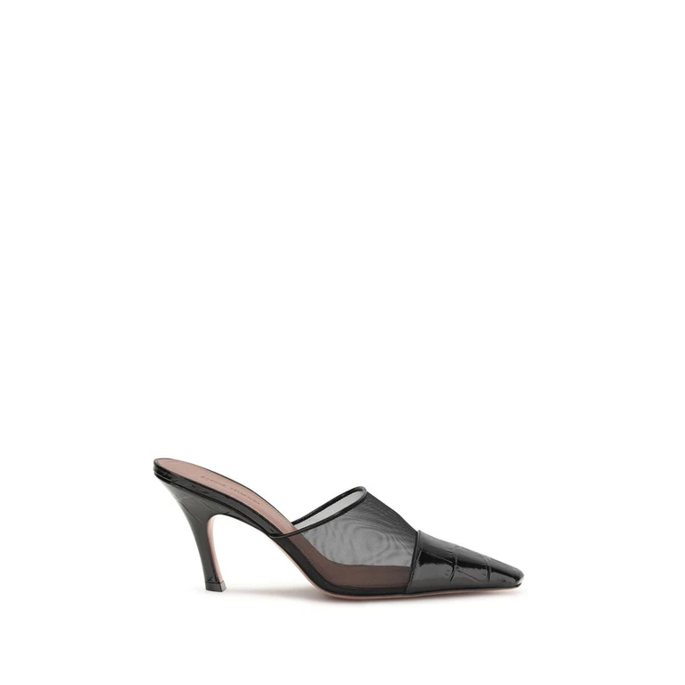 Amina Muaddi Black Calf Leather Bos Taurus Mules - Women