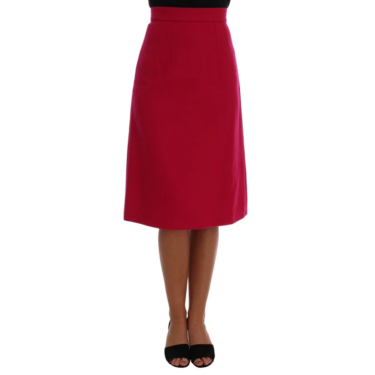 Dolce & Gabbana Pink Wool Knee Long A-Line Skirt - Women