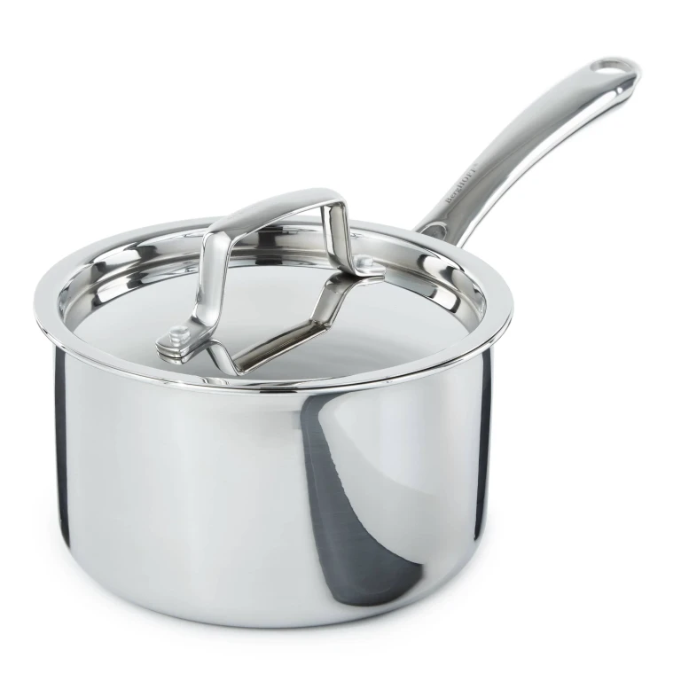 Professional Tri-Ply 18/10 Stainless Steel 6.25" Saucepan with SS Lid, 2qt