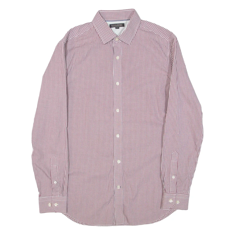 BANANA REPUBLIC Mens Shirt Maroon Gingham Long Sleeve M
