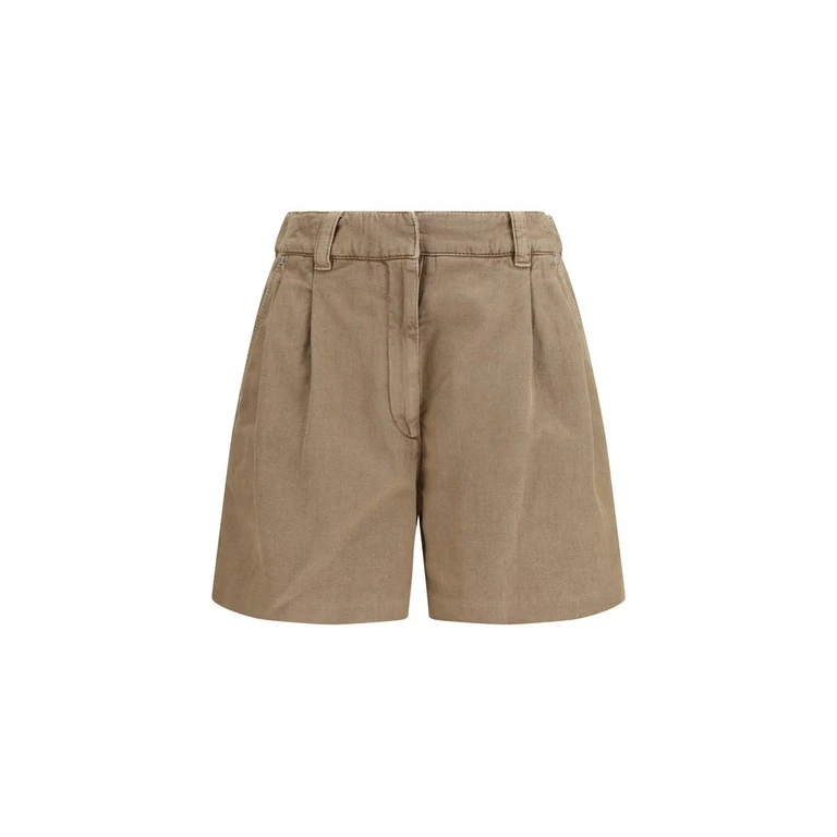 Brunello Cucinelli Beige Cotton Bermuda Shorts - Women