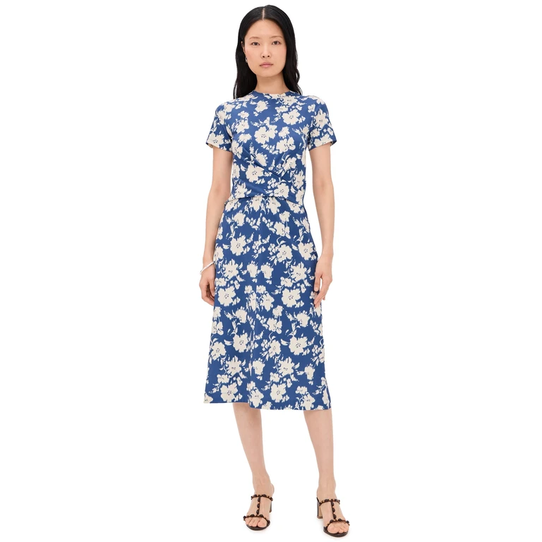 Tanya Taylor Mac Dress French Blue/Cream Multi XS