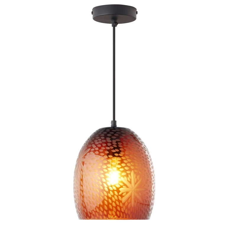 Red Hand-Blown Glass Dome Shade Pendant