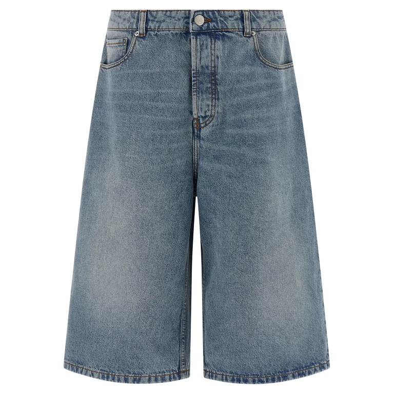 AMI Paris Blue Cotton Bermuda Shorts - Men