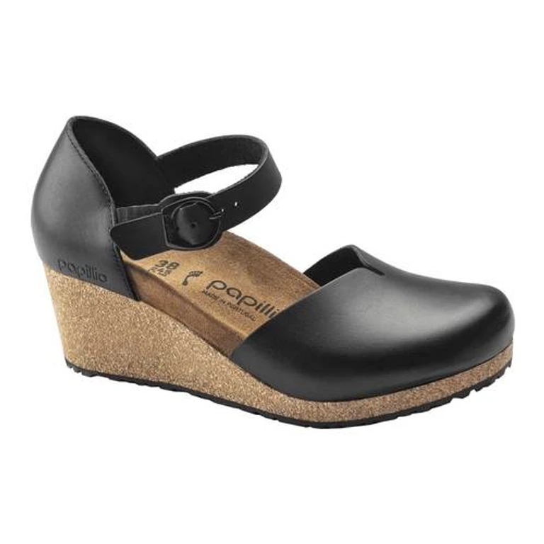 Mary Ring Buckle Natural Leather Black
