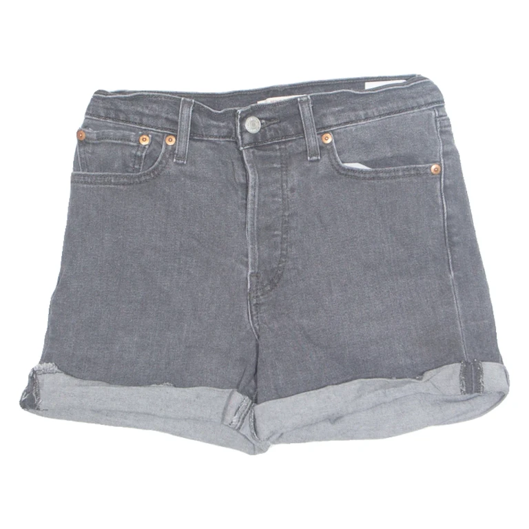 LEVI'S Turn Up Womens Denim Shorts Black Relaxed S W28