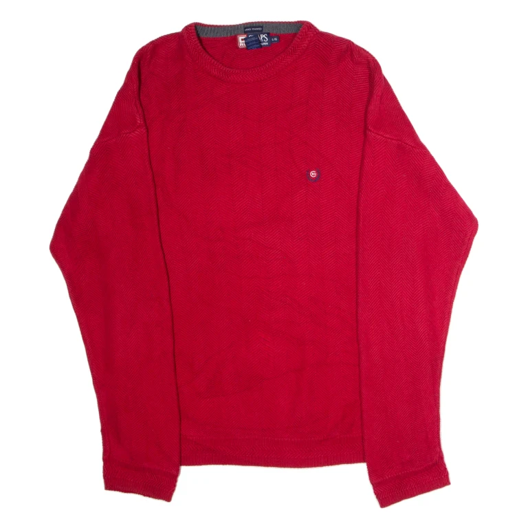 CHAPS RALPH LAUREN Mens Jumper Red Crew Neck Chunky Knit L