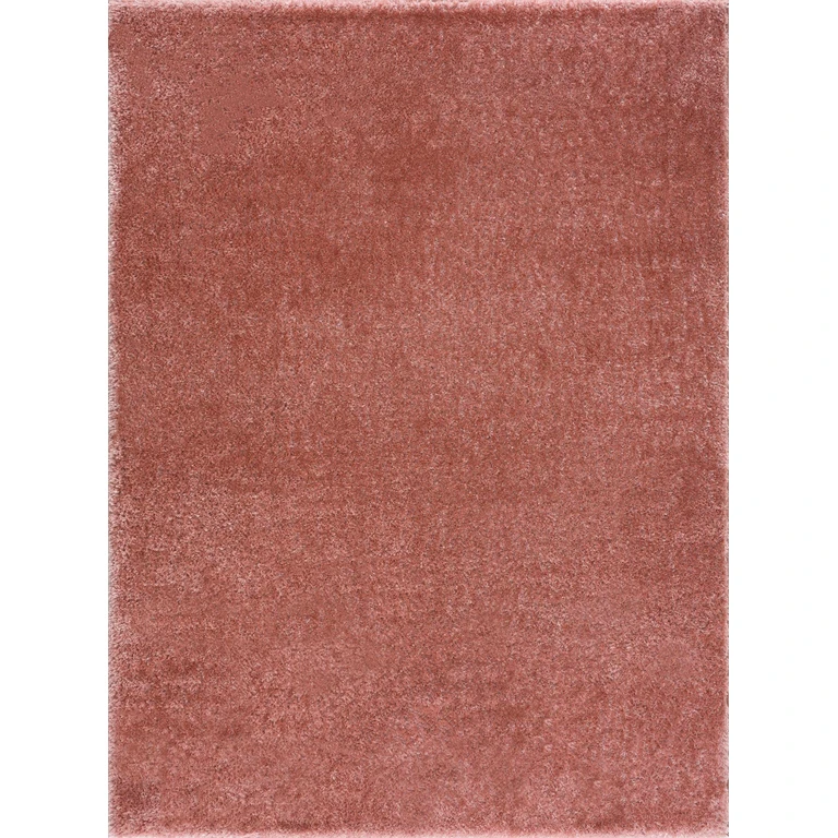 Rosava Dusty Pink Subtle Wavy Abstract Modern Minimalist Polyester Machine Woven Area Rug - Clearance