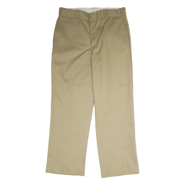 DICKIES Workwear Mens Twill Trousers Beige Regular Straight W36 L30