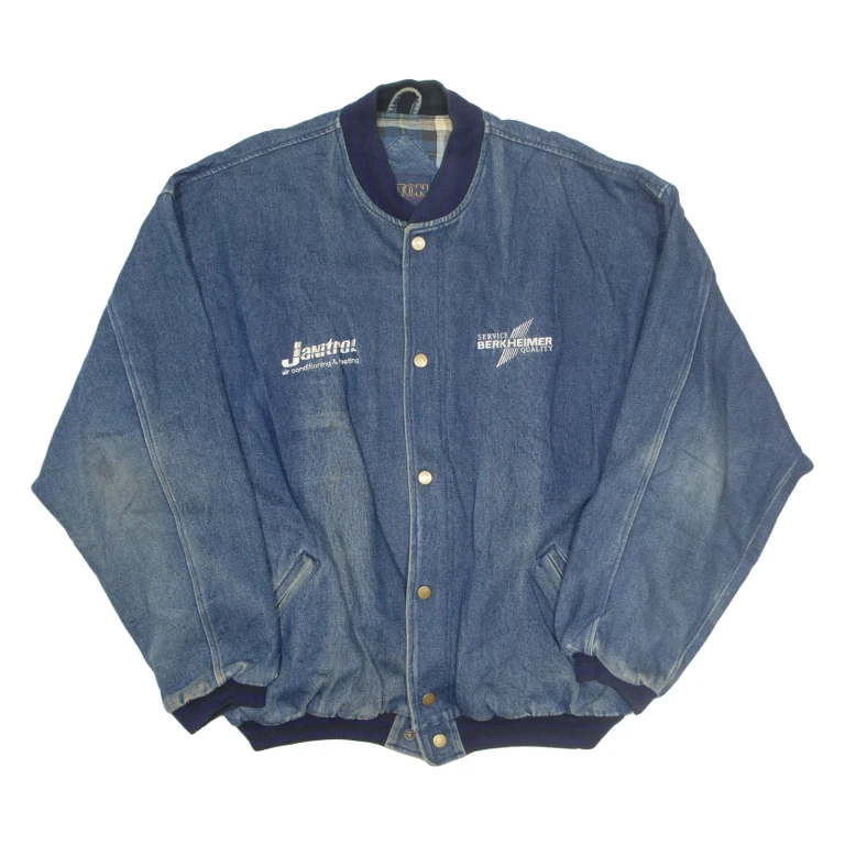 HILTON Blanket Lined Denim Mens Workwear Jacket Blue XL