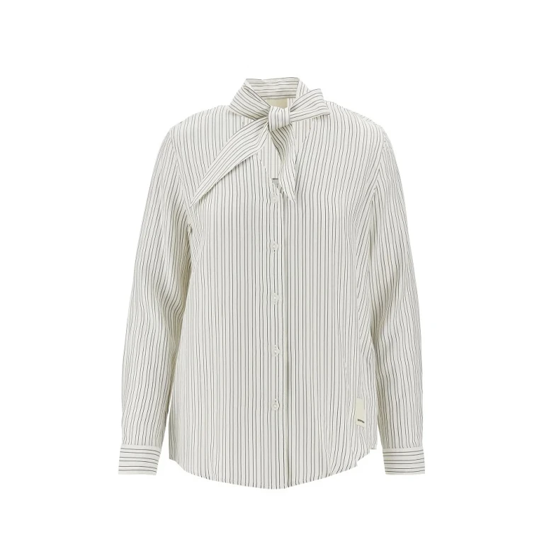 Striped shirt with scarf collar Woman S