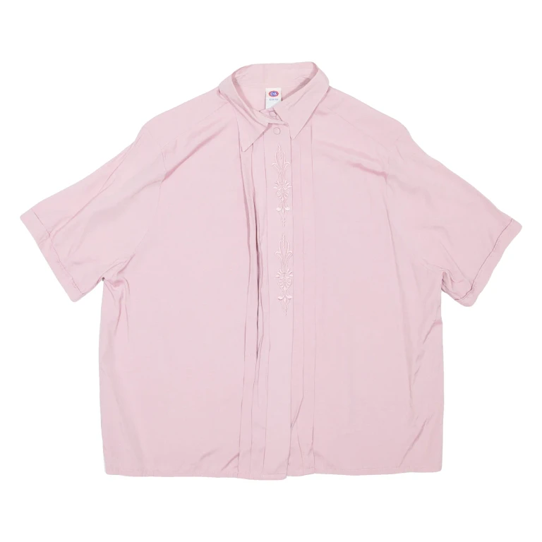 Womens Shirt Pink Collared Viscose L