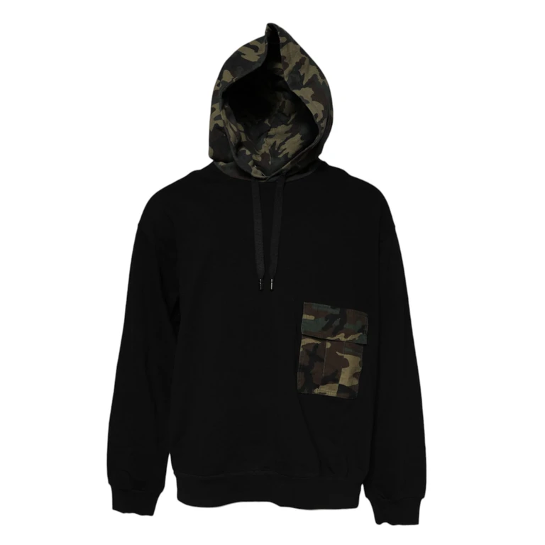 Dolce & Gabbana Black Camouflage Hooded Sweatshirt Sweater Cotton Clothing - Men