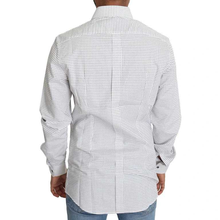 Dolce & Gabbana Black White Polka Dots Dress Shirt Cotton - Men