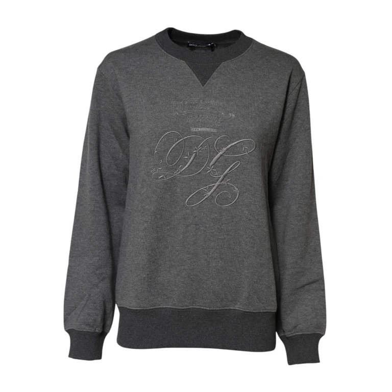 Dolce & Gabbana Gray Dg Logo Embroidered Pullover Sweater Cotton Cashmere Clothing - Women