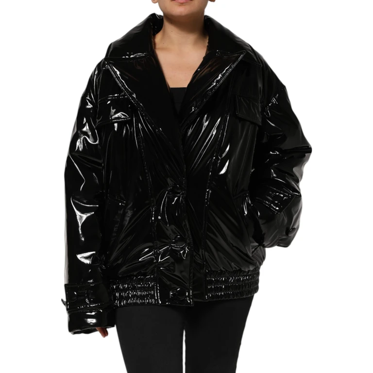 Polyester Black Quilted Puffer Coat Jacket Polyurethane Clothing - Women