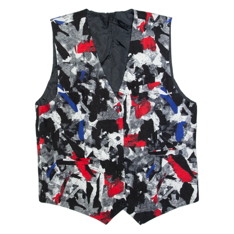 Womens Blazer Waistcoat Black Crazy Pattern L