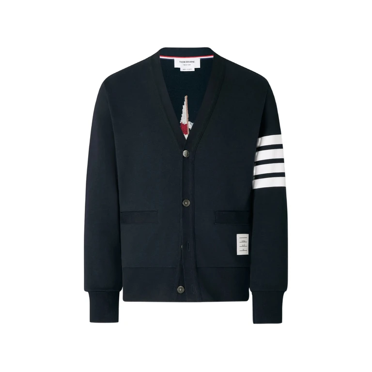 Thom Browne 4-Bar Boat-embroidery Cardigan
