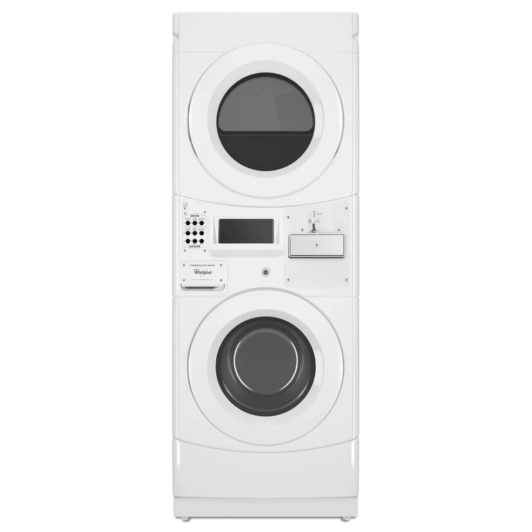 Commercial Electric Stack Washer/Dryer, Coin Equipped in White