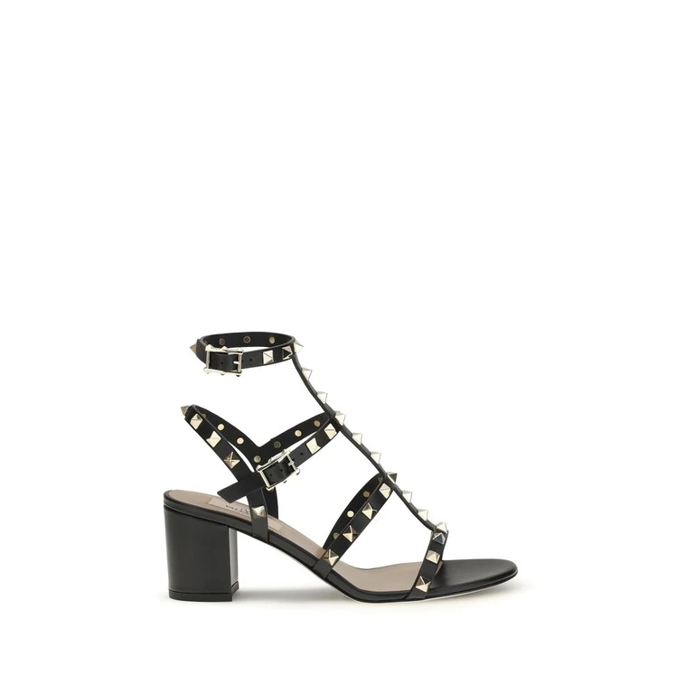 Valentino Garavani Black Calf Leather Bos Taurus Strap-On Sandals - Women