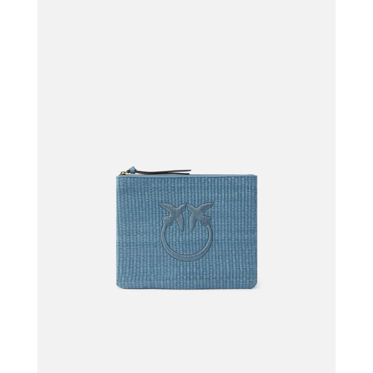 Pinko - Pochette en raphia avec logo Love Birds