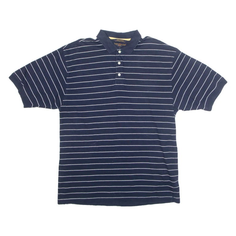 TOMMY HILFIGER GOLF Mens Polo Shirt Blue Striped L