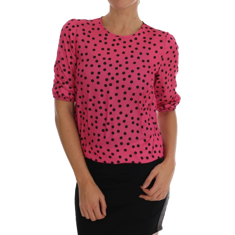 Dolce & Gabbana Pink Polka Dotted Silk Blouse - Women