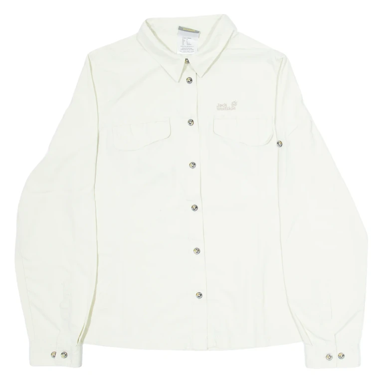 JACK WOLFSKIN Womens Plain Shirt Cream Long Sleeve M