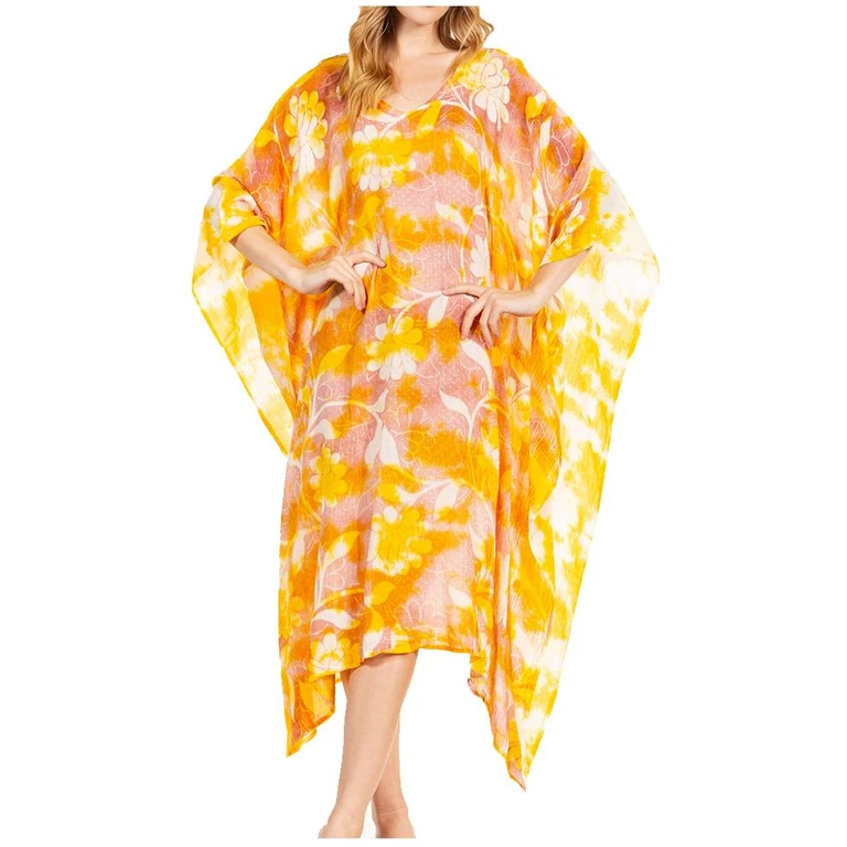 Sakkas Clementine Second Women's Tie Dye Caftan Dress/Cover Up Beach Kaftan Boho