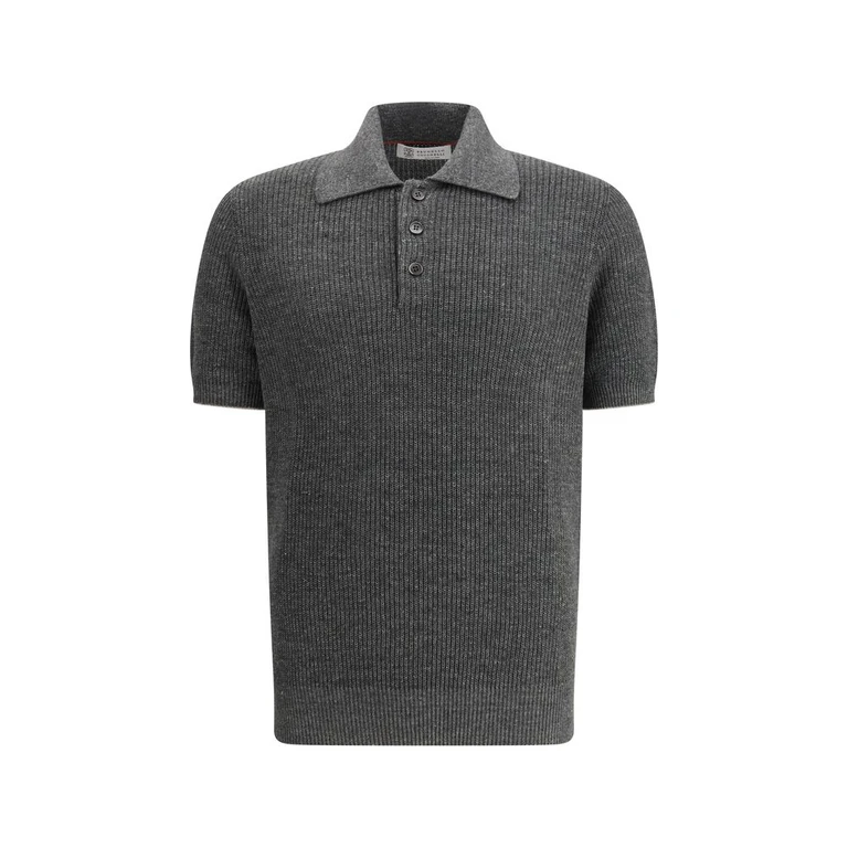 Gray Cotton Polo Shirt - Men