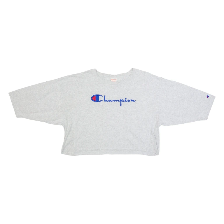 CHAMPION Cropped Womens T-Shirt Grey M